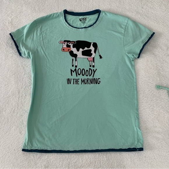 Women’s Small LAZY ONE Moody In The Morning Cow 100% Cotton Pajama Lounge Set - Picture 4 of 10